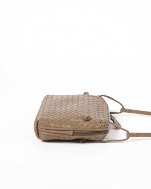 Bottega Veneta Khaki Intrecciato Nodini Crossbody Bag