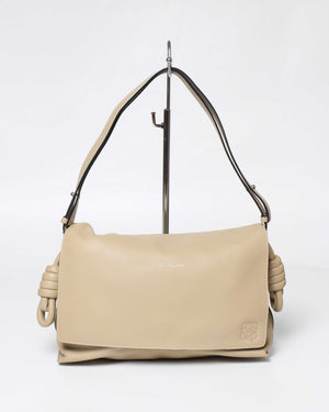 Loewe Beige Flamenco Medium Flap Shoulder Bag