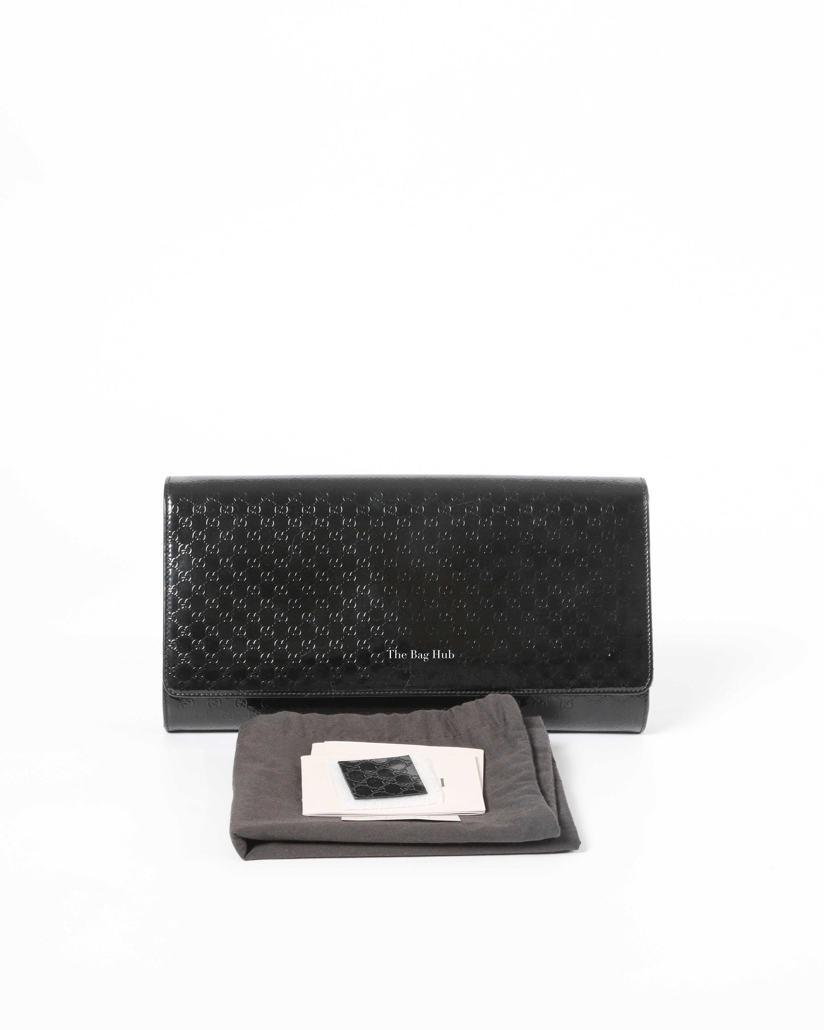 Gucci Black Microguccissima Patent Broadway Clutch