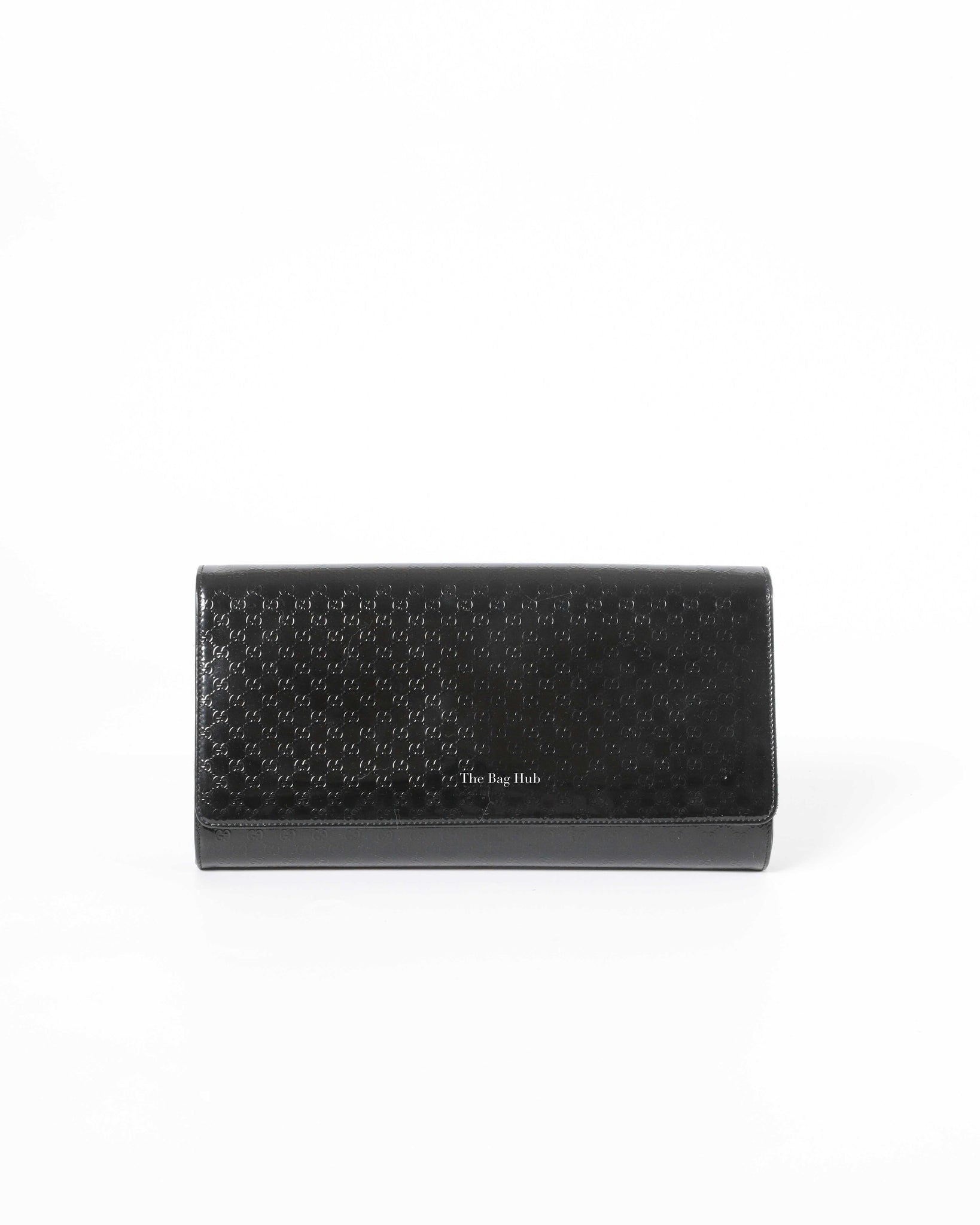 Gucci Black Microguccissima Patent Broadway Clutch