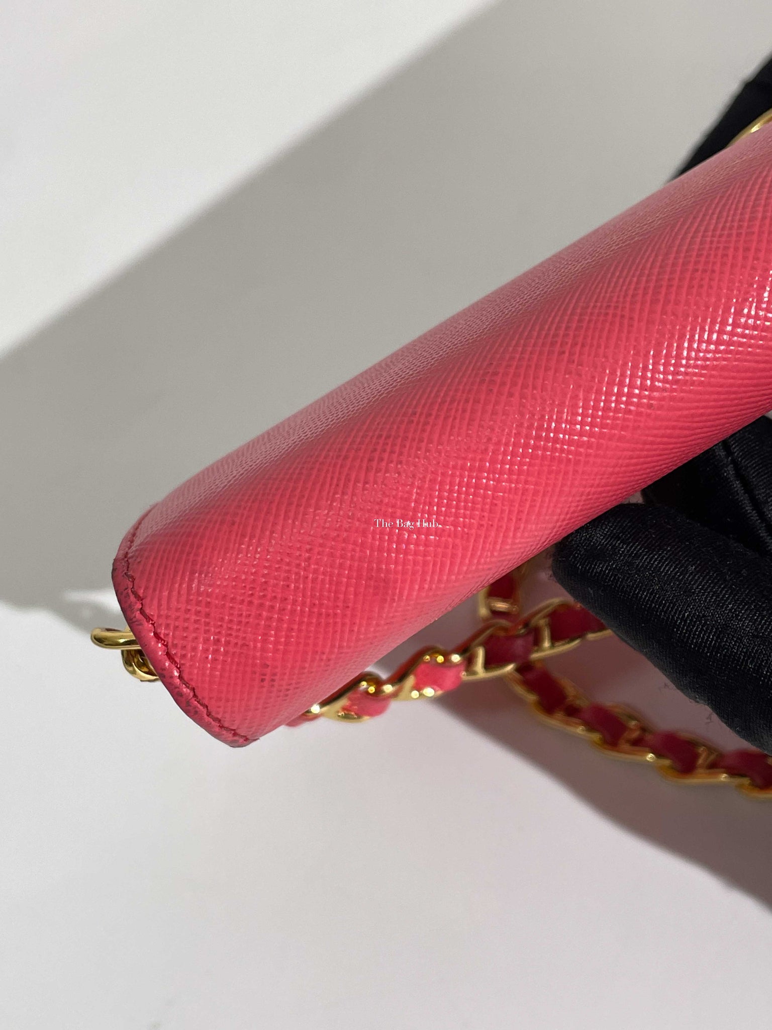 Prada Fragola Saffiano Leather Wallet On Chain 1M1290-16