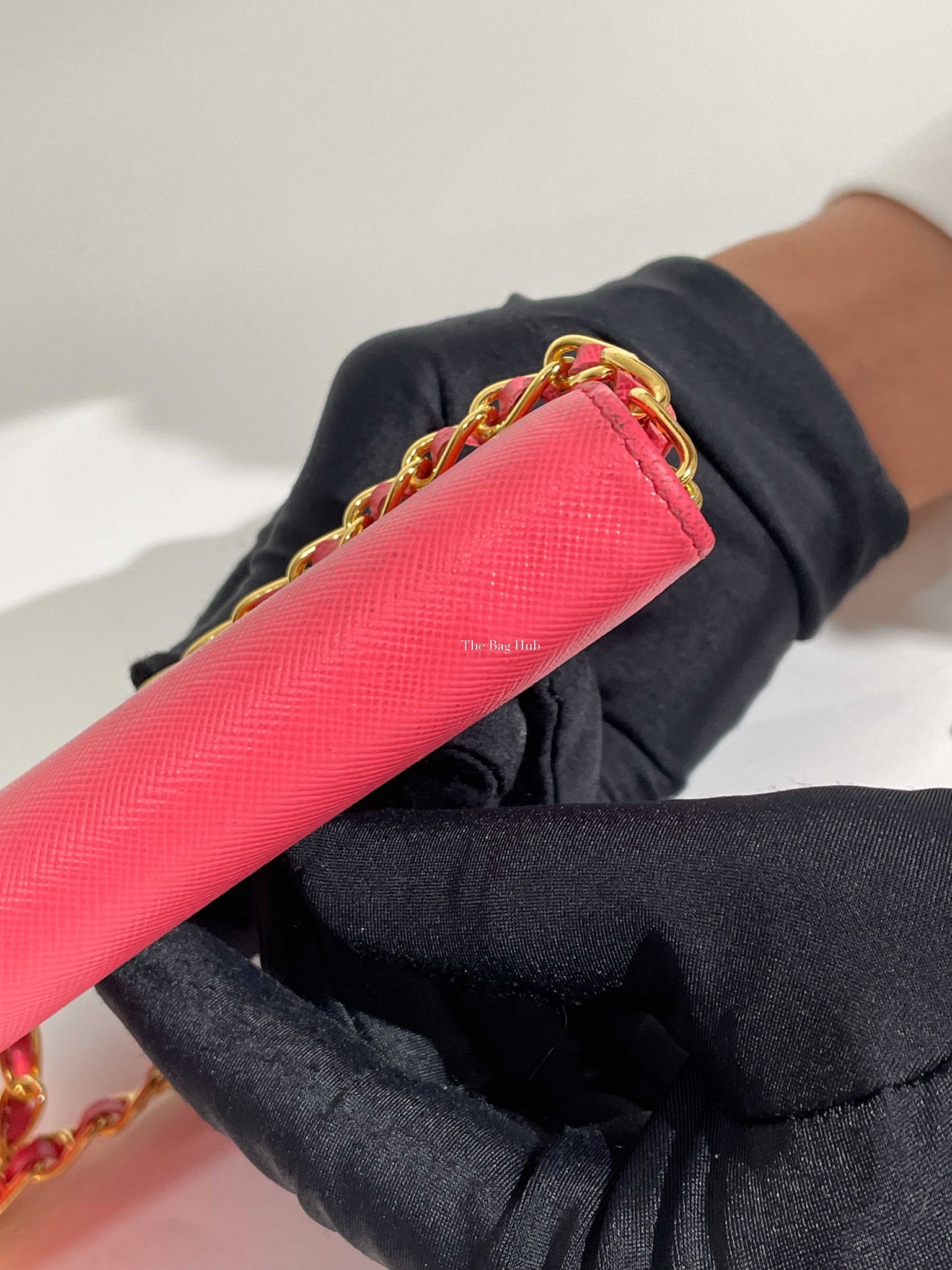Prada Fragola Saffiano Leather Wallet On Chain 1M1290-17