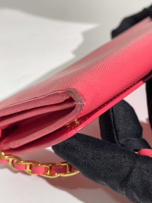 Prada Fragola Saffiano Leather Wallet On Chain 1M1290-22