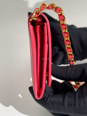 Prada Fragola Saffiano Leather Wallet On Chain 1M1290-24