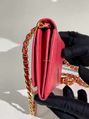 Prada Fragola Saffiano Leather Wallet On Chain 1M1290-25