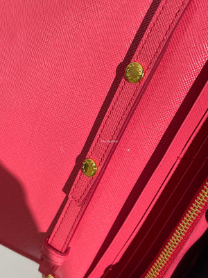 Prada Fragola Saffiano Leather Wallet On Chain 1M1290-26