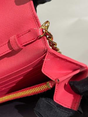 Prada Fragola Saffiano Leather Wallet On Chain 1M1290-27