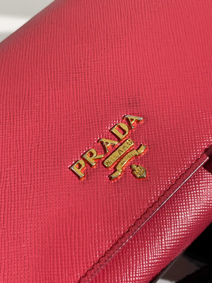 Prada Fragola Saffiano Leather Wallet On Chain 1M1290-30