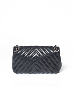 Chanel Black Chevron Medium Double Stitch Flap Bag SHW-3