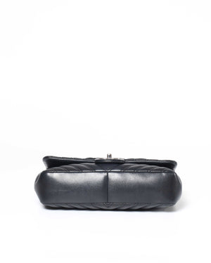 Chanel Black Chevron Medium Double Stitch Flap Bag SHW-6