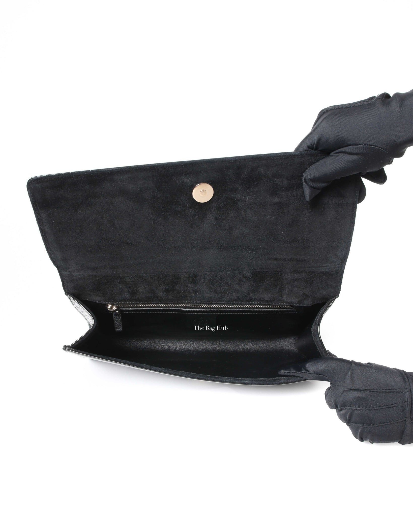 Gucci Black Microguccissima Patent Broadway Clutch