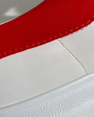 Alexander McQueen White/Lust Red Suede Heeltab Oversized Sneakers Size 38