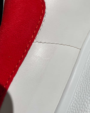 Alexander McQueen White/Lust Red Suede Heeltab Oversized Sneakers Size 38