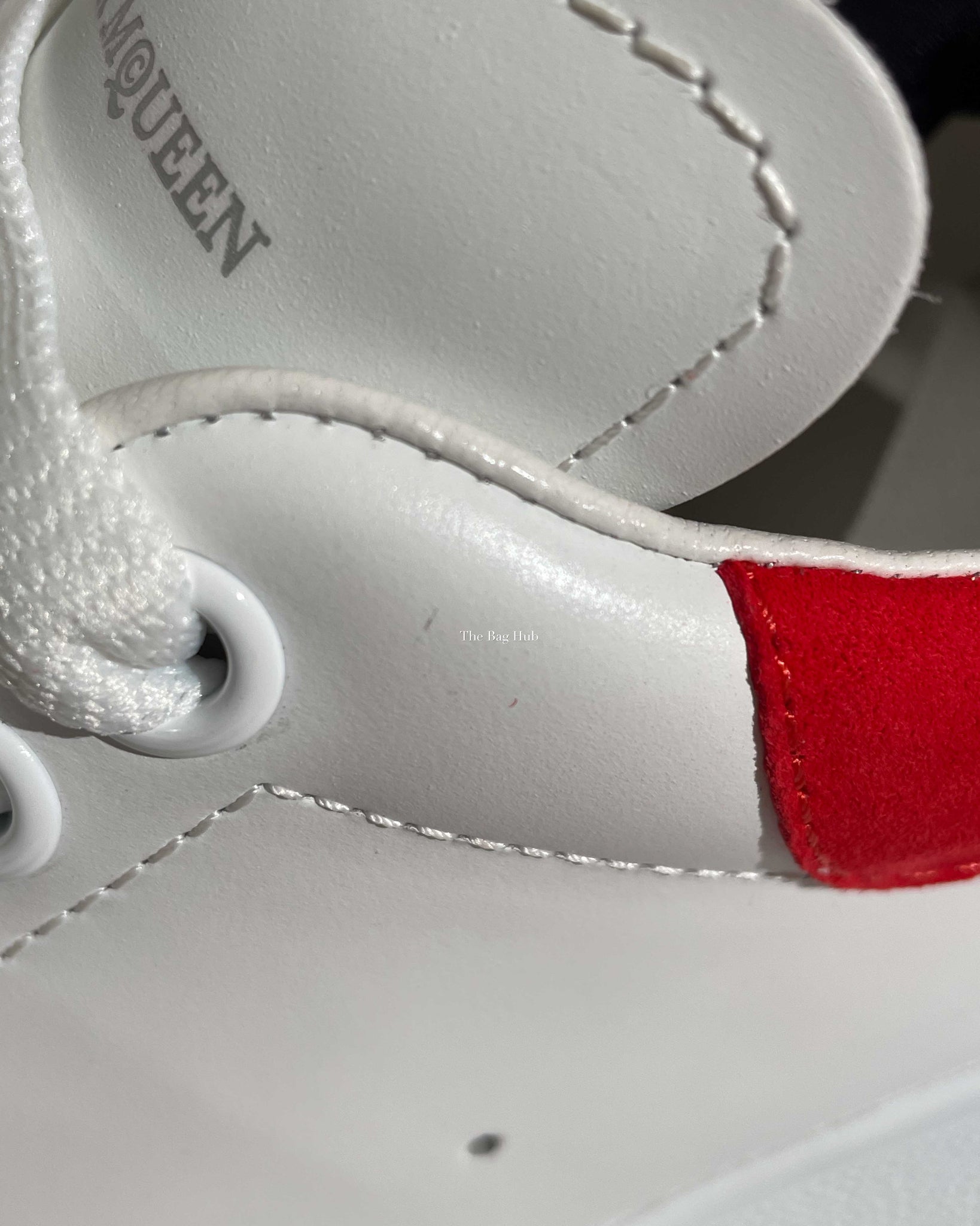Alexander McQueen White/Lust Red Suede Heeltab Oversized Sneakers Size 38