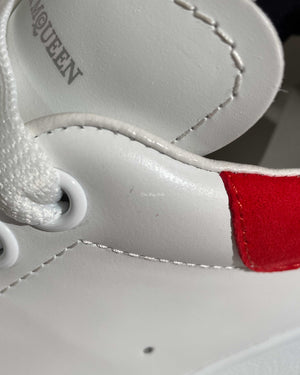 Alexander McQueen White/Lust Red Suede Heeltab Oversized Sneakers Size 38