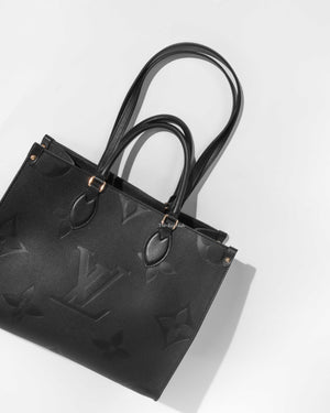 Louis Vuitton Black Monogram Empreinte Onthego MM Bag, Designer Brand, Authentic Louis Vuitton