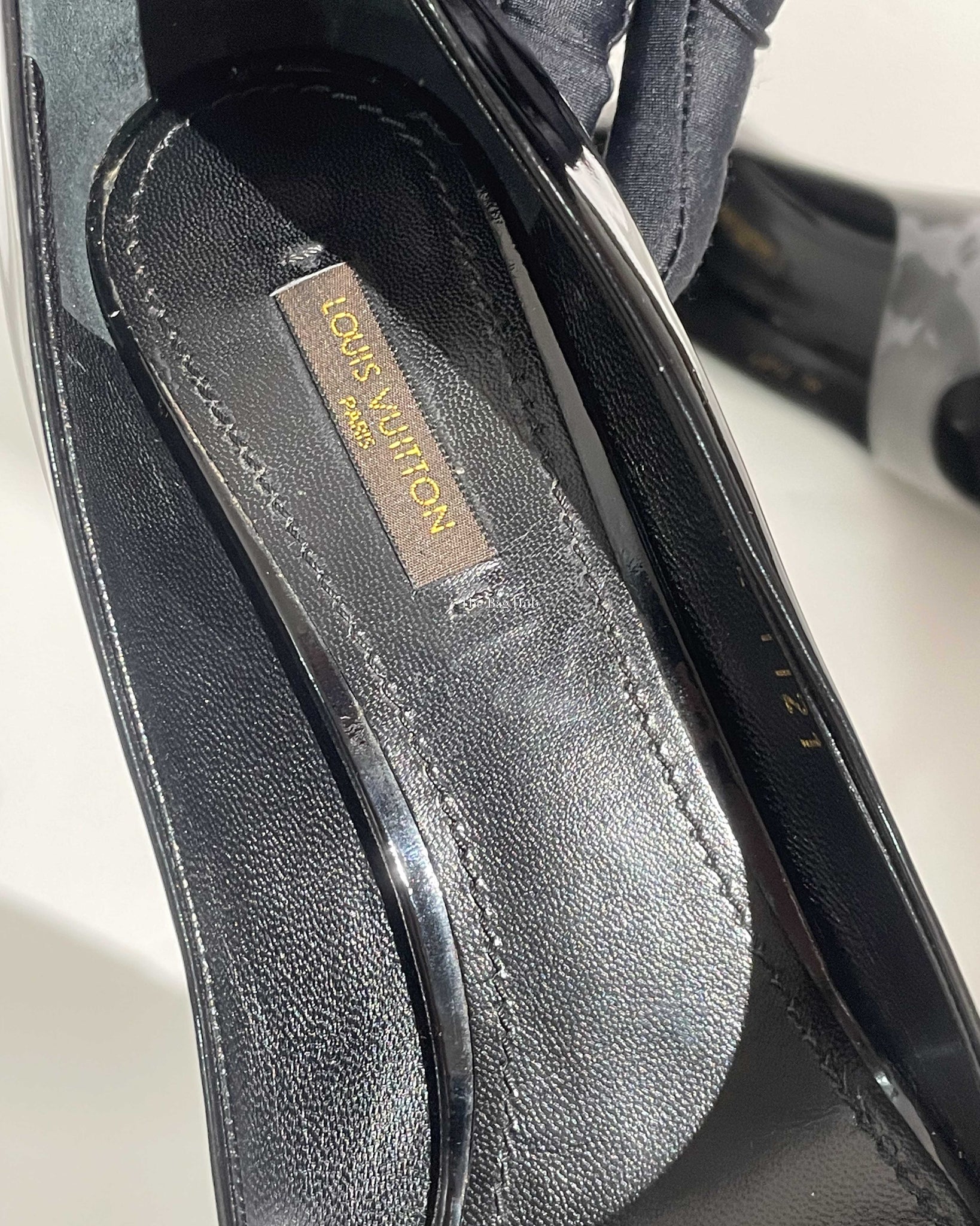 Louis Vuitton Black Patent Oh Really! Peep Toe Pumps Size 37.5-14