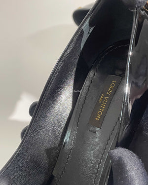 Louis Vuitton Black Patent Oh Really! Peep Toe Pumps Size 37.5-15