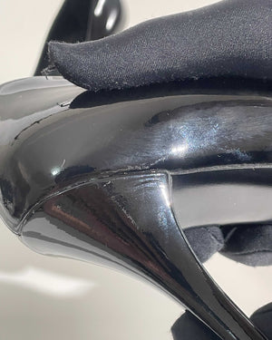 Louis Vuitton Black Patent Oh Really! Peep Toe Pumps Size 37.5-17