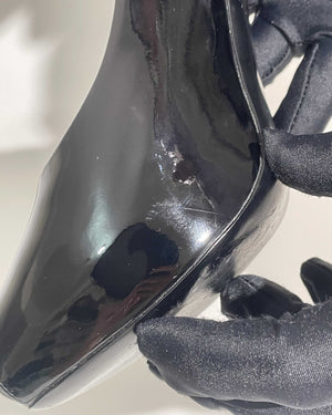 Louis Vuitton Black Patent Oh Really! Peep Toe Pumps Size 37.5-19