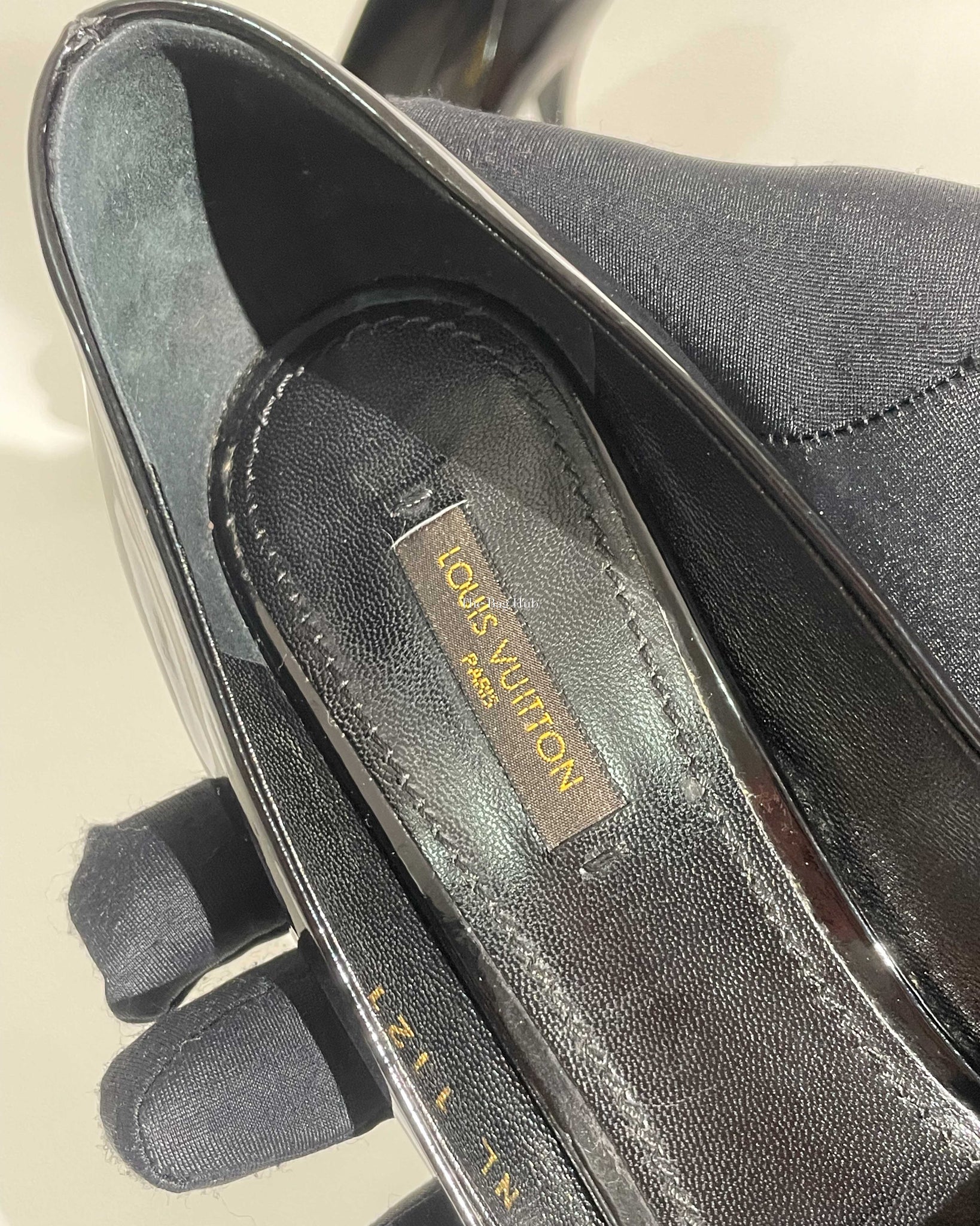 Louis Vuitton Black Patent Oh Really! Peep Toe Pumps Size 37.5-21