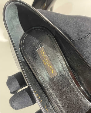 Louis Vuitton Black Patent Oh Really! Peep Toe Pumps Size 37.5-21