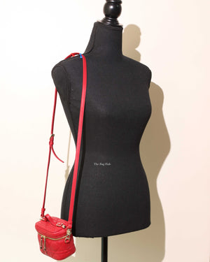 Christian Dior Red Lambskin Cannage Micro Vanity Case