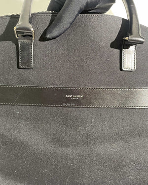 Saint Laurent Black Canvas & Leather Tote Bag-20