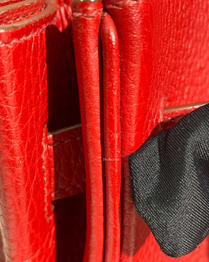 Bonhams : HERMÈS TRI-COLOR ROUGE GARANCE, CHOCOLATE & TERRE BATTUE FJORD  LEATHER HAC BIRKIN 35 WITH RUTHENIUM HARDWARE (Includes padlock, keys,  clochette, felt protector, rain cover, original dust bag)