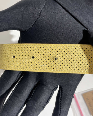Hermes Poussin/Gold Perforated Reversible Belt 32mm with Collier De Chien Buckle RGHW Size 85
