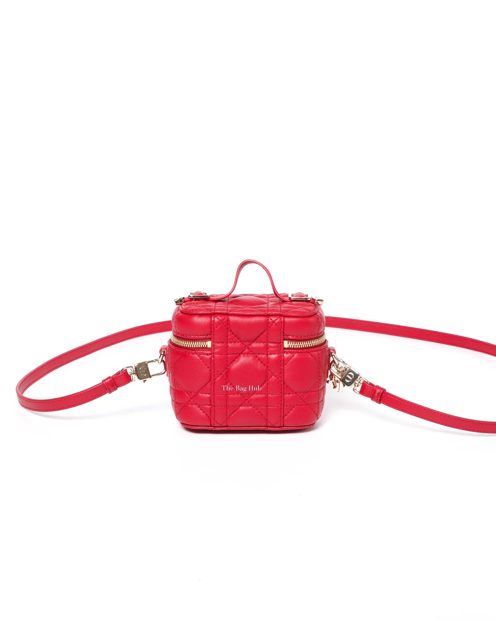 Christian Dior Red Lambskin Cannage Micro Vanity Case