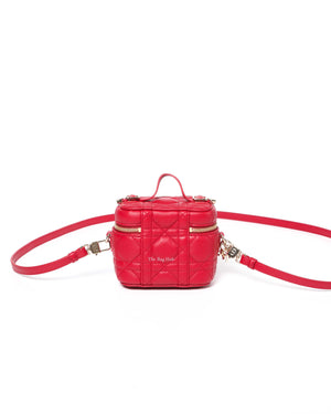 Christian Dior Red Lambskin Cannage Micro Vanity Case