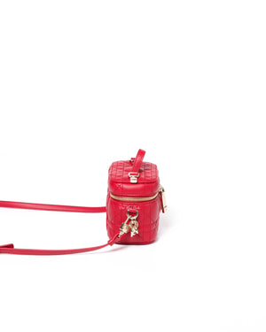 Christian Dior Red Lambskin Cannage Micro Vanity Case