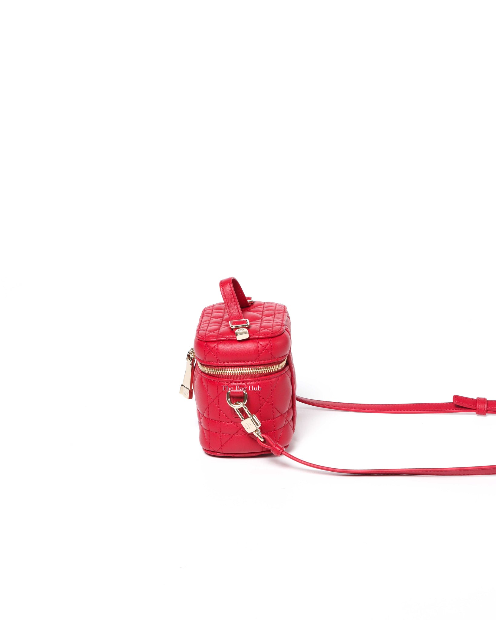 Christian Dior Red Lambskin Cannage Micro Vanity Case