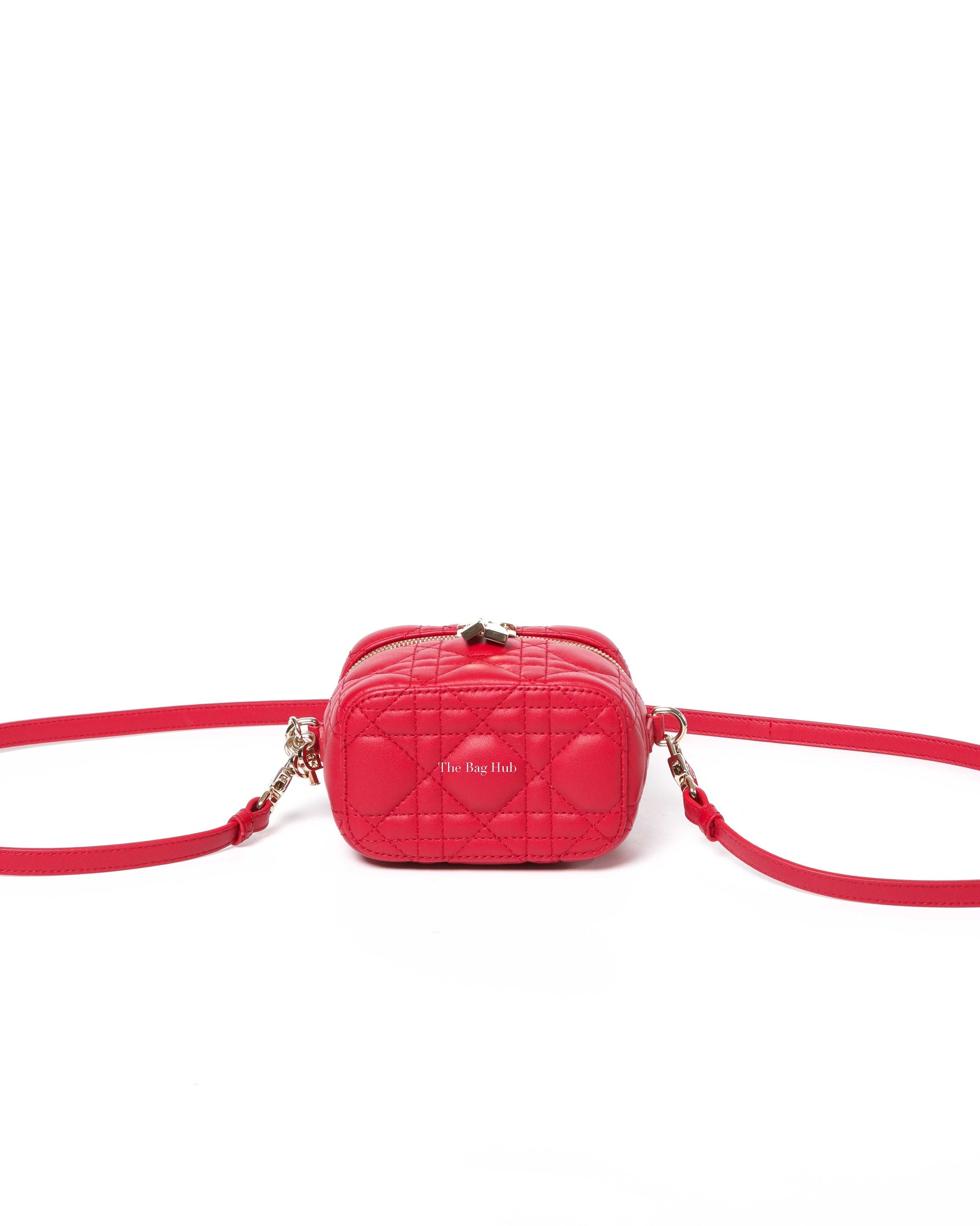 Christian Dior Red Lambskin Cannage Micro Vanity Case