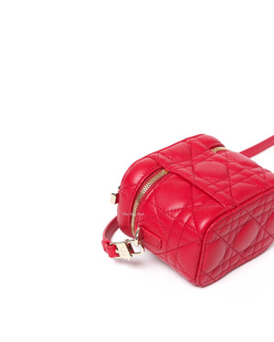Christian Dior Red Lambskin Cannage Micro Vanity Case
