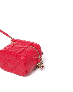 Christian Dior Red Lambskin Cannage Micro Vanity Case
