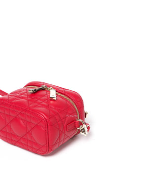 Christian Dior Red Lambskin Cannage Micro Vanity Case