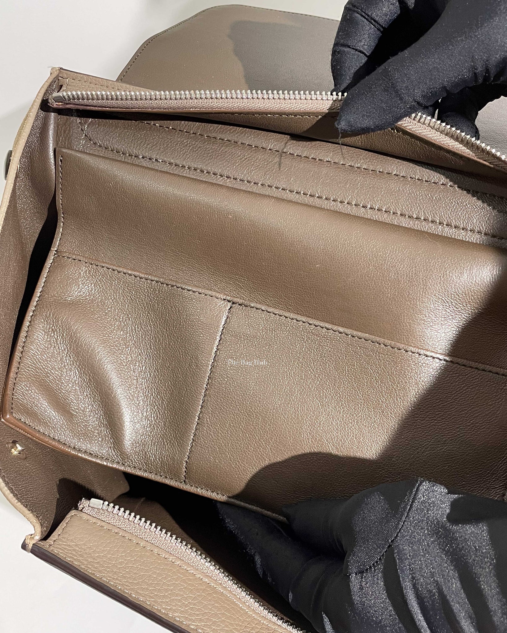 Celine Grey/Beige Drummed Leather/Suede Small Trapeze Bag