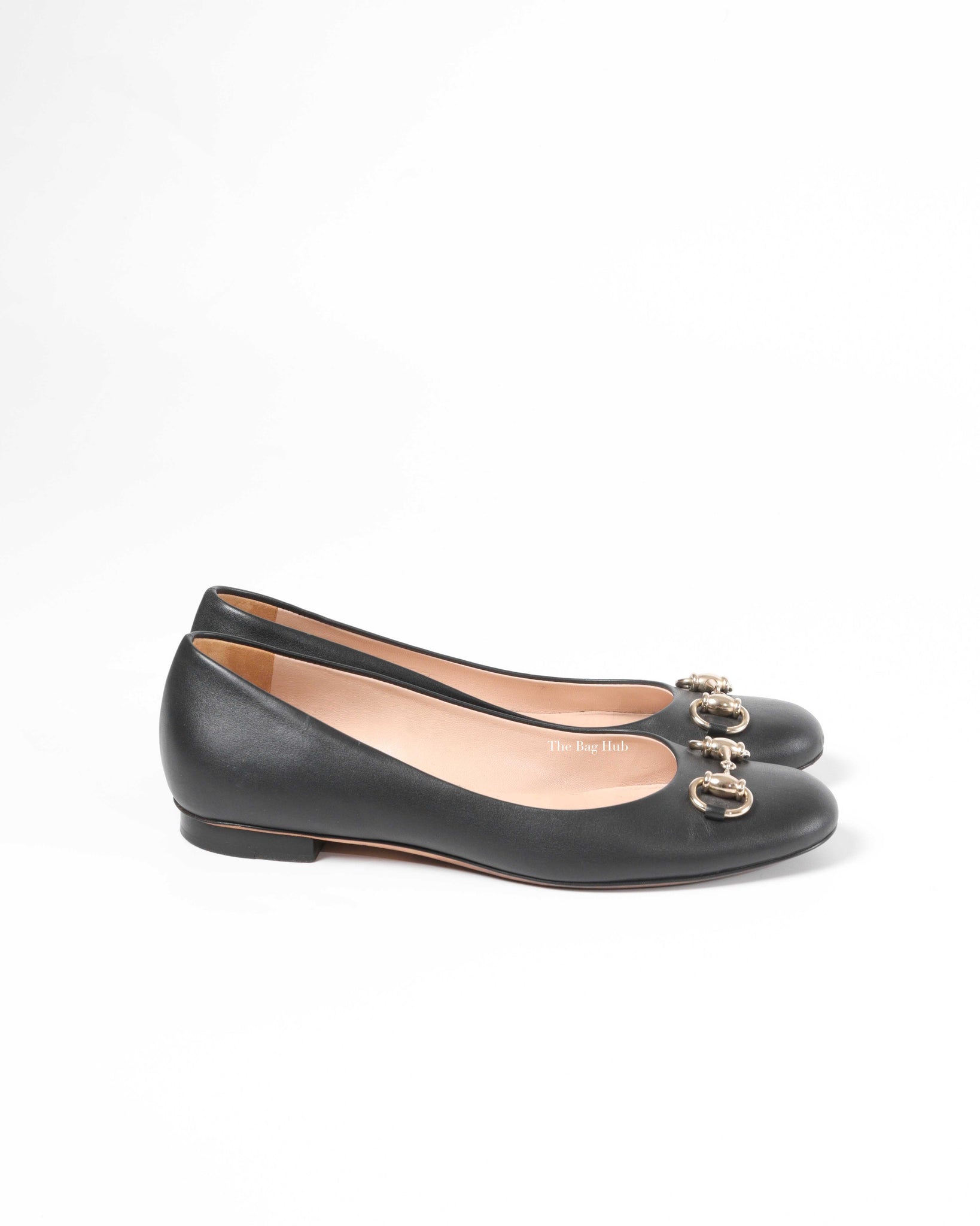 Gucci Black Calfskin Horsebit Ballet Flats Size 36.5