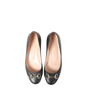 Gucci Black Calfskin Horsebit Ballet Flats Size 36.5
