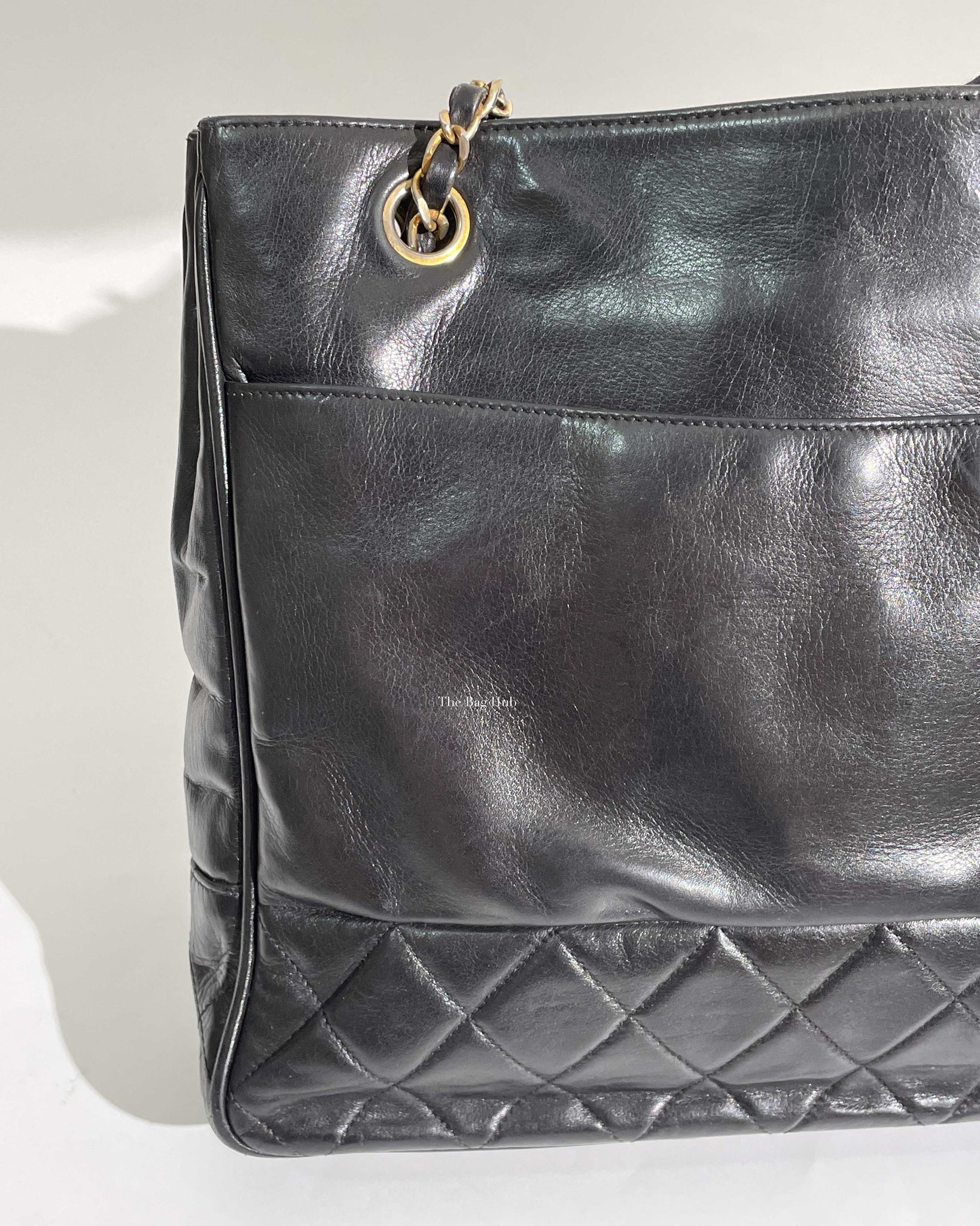 Chanel Black Lambskin Vintage Quilted Tote Bag GHW