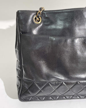Chanel Black Lambskin Vintage Quilted Tote Bag GHW
