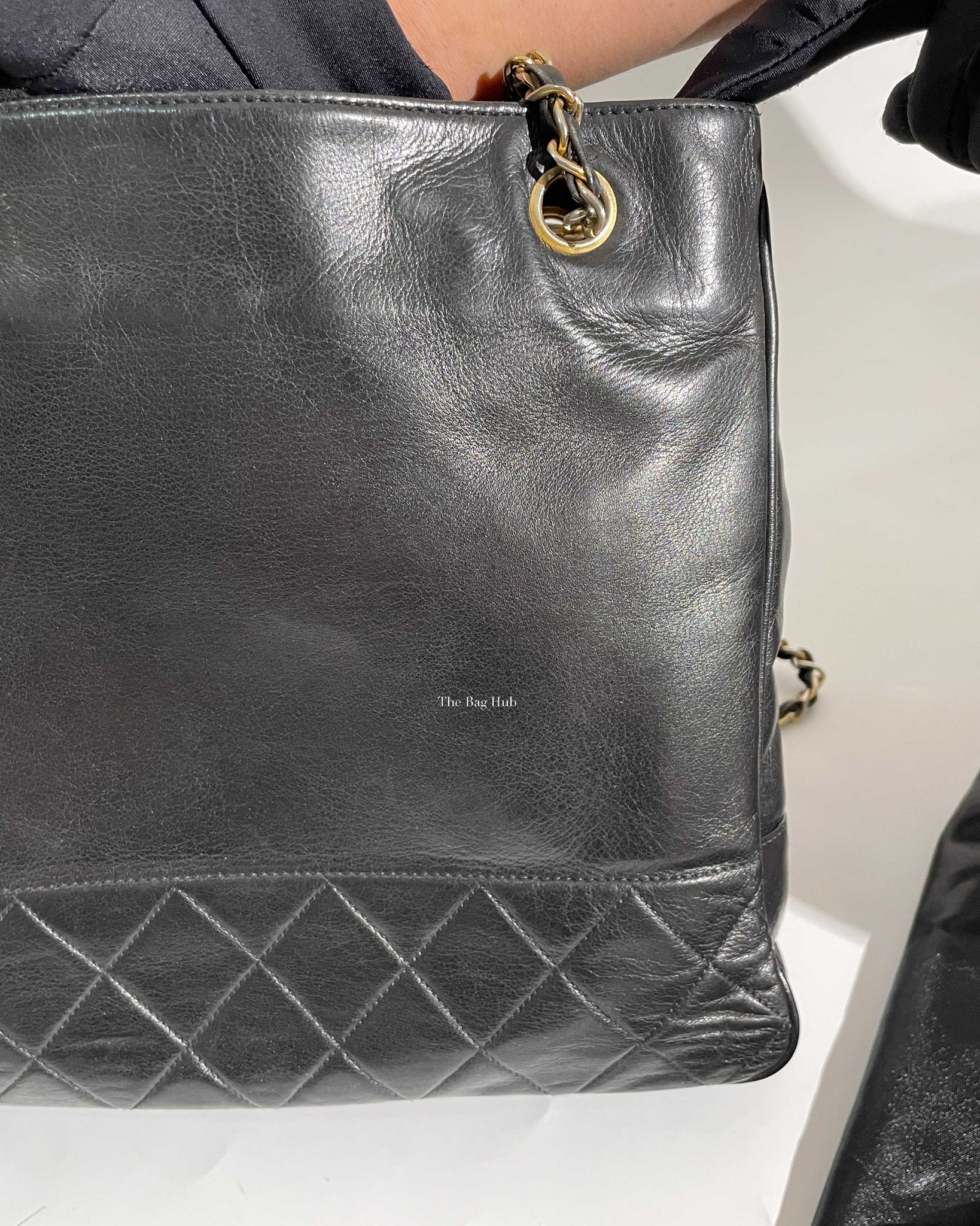 Chanel Black Lambskin Vintage Quilted Tote Bag GHW