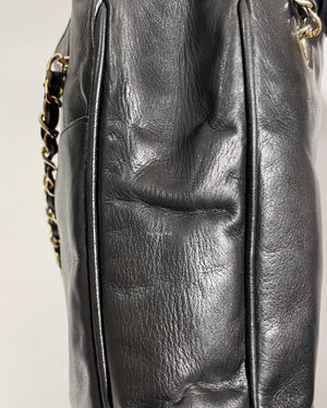 Chanel Black Lambskin Vintage Quilted Tote Bag GHW