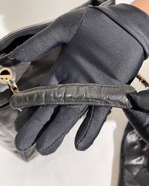 Chanel Black Lambskin Vintage Quilted Tote Bag GHW
