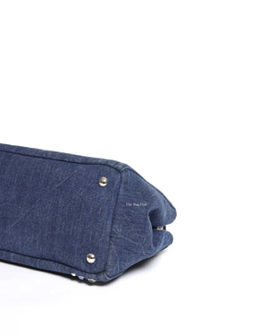 Prada Blue Denim Studed Canapa Tote 2Way Bag
