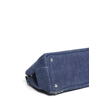 Prada Blue Denim Studed Canapa Tote 2Way Bag