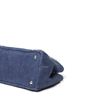 Prada Blue Denim Studed Canapa Tote 2Way Bag