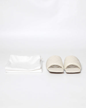 Bottega Veneta Beige Quilted Leather Lido Flat Slides Size 41
